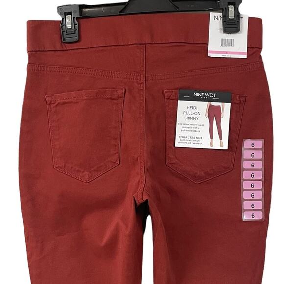 NINE WEST Jeans Womens Size 6 Cherry Wine Heidi Pull On Skinny - Picture 4 of 9